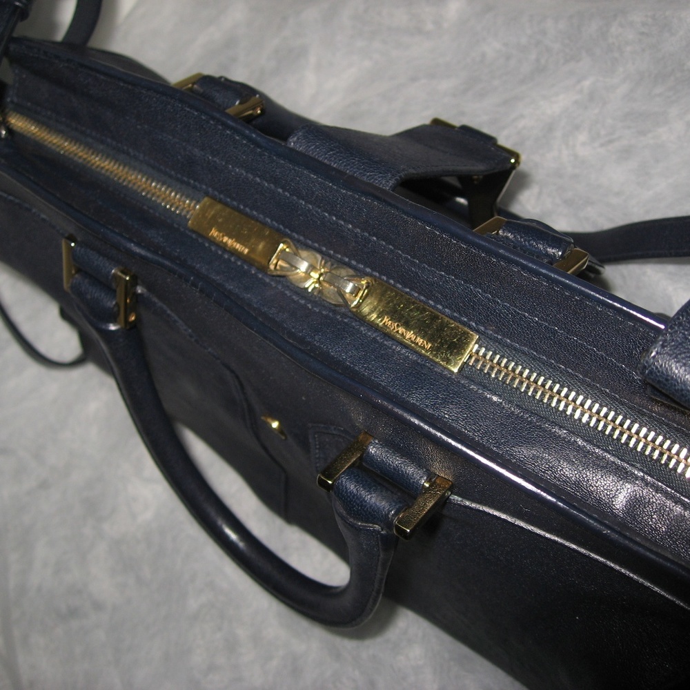 Saint Laurent Y ChYc Y-ligne Cabas Mini Dark Blue - Picture 8 of 10